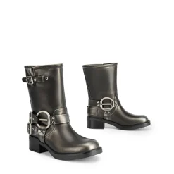 Buckles Motorcycle Mid-Calf Boots