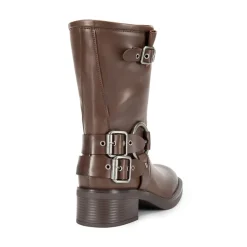 Buckles Motorcycle Mid-Calf Boots