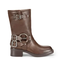 Buckles Motorcycle Mid-Calf Boots