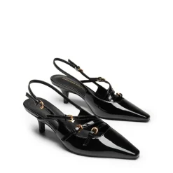 Buckle Strap Pointed Slingback Heel Pumps