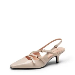 Buckle Strap Pointed Slingback Heel Pumps