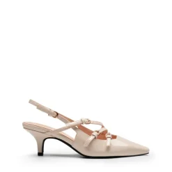Buckle Strap Pointed Slingback Heel Pumps