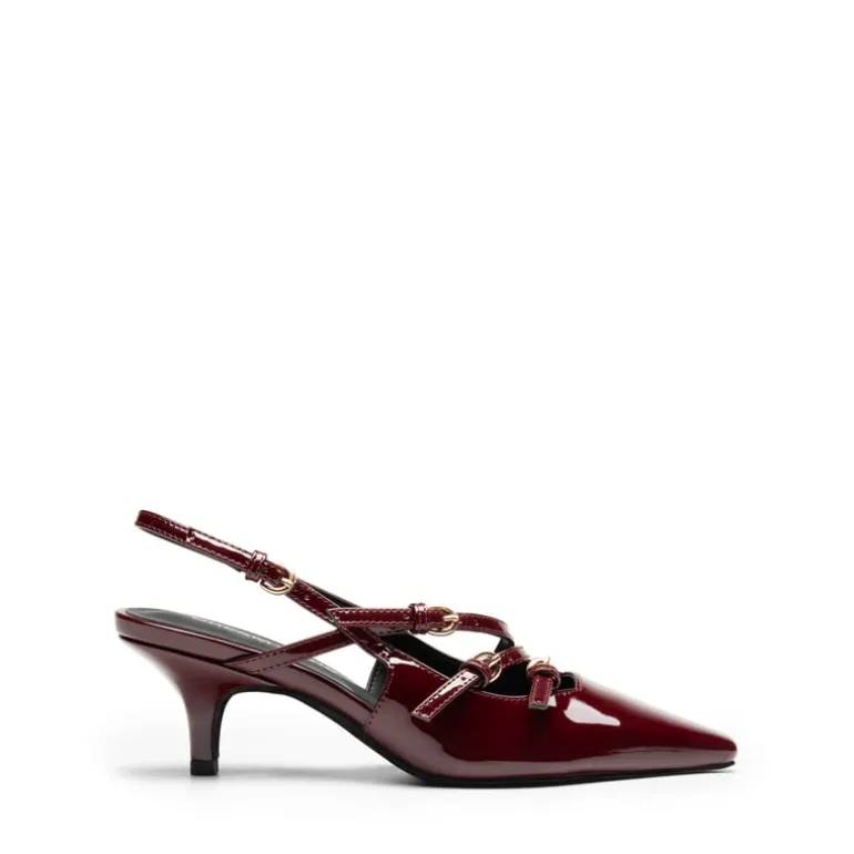Buckle Strap Pointed Slingback Heel Pumps