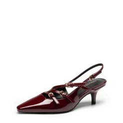 Buckle Strap Pointed Slingback Heel Pumps