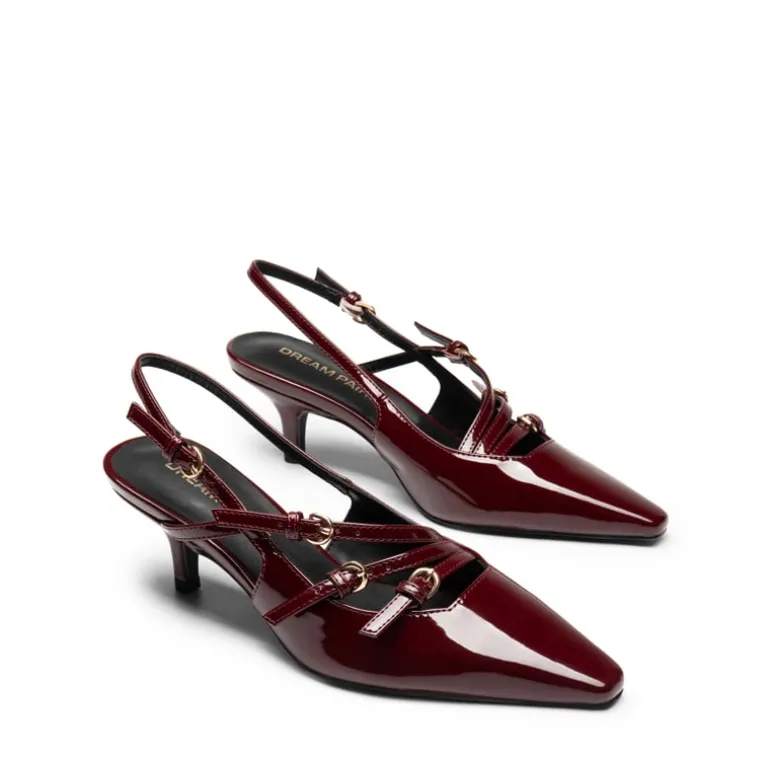 Buckle Strap Pointed Slingback Heel Pumps