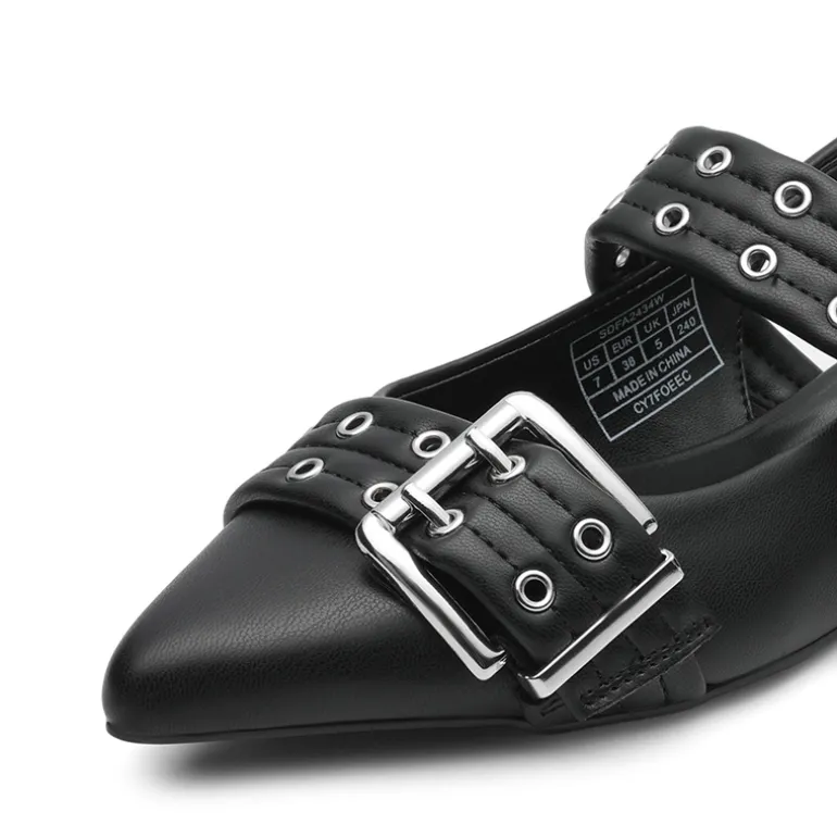 Buckle Straps Slingback Flats