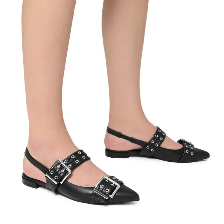 Buckle Straps Slingback Flats