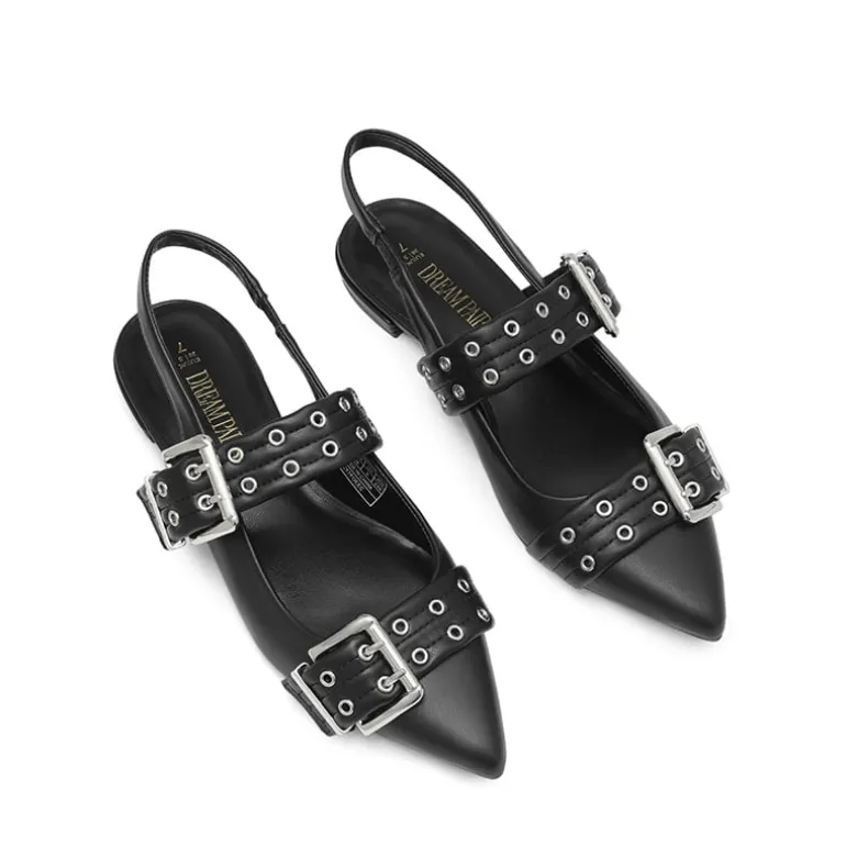 Buckle Straps Slingback Flats