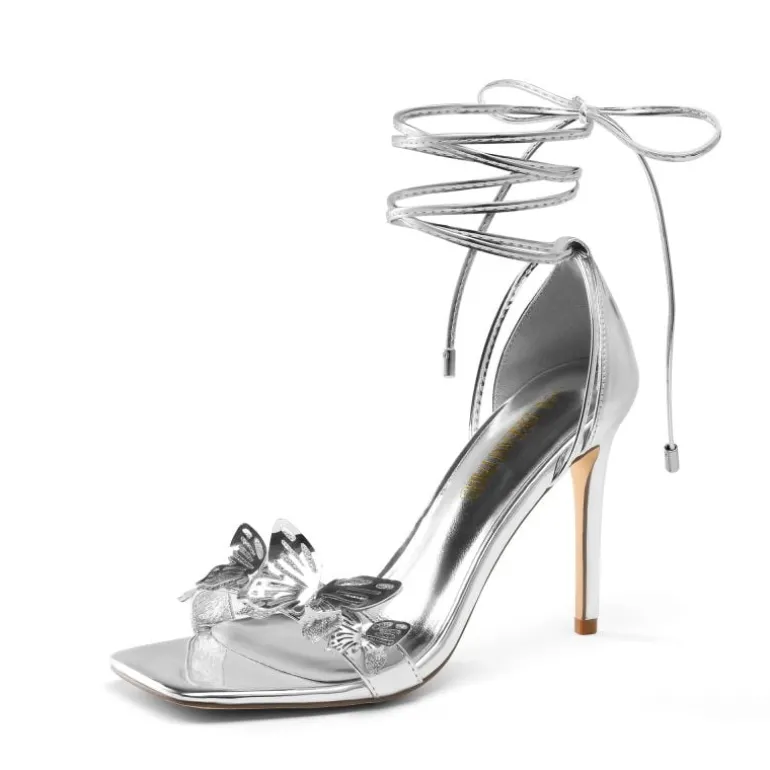 Butterfly Lace Up Stilleto High Heels