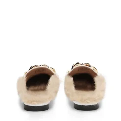 Chain Closed Toe Fur Lined Mules