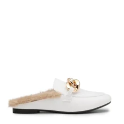 Chain Closed Toe Fur Lined Mules