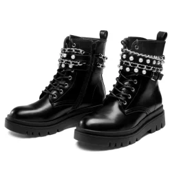 Chains Pearl Chunky Lug Sole Boots