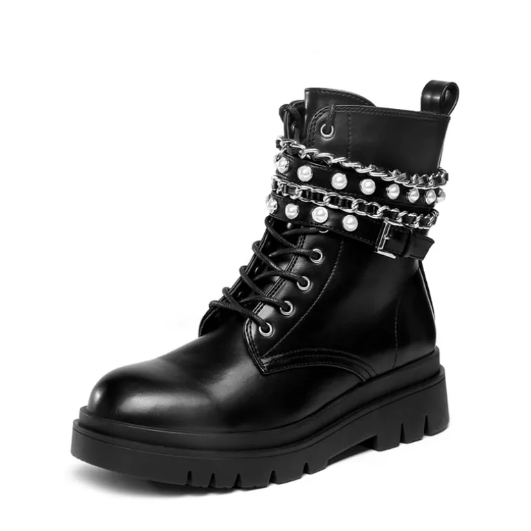 Chains Pearl Chunky Lug Sole Boots