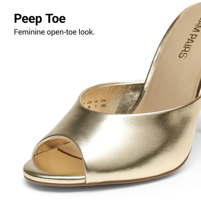 Chic Open Toe Stiletto Mule Heels
