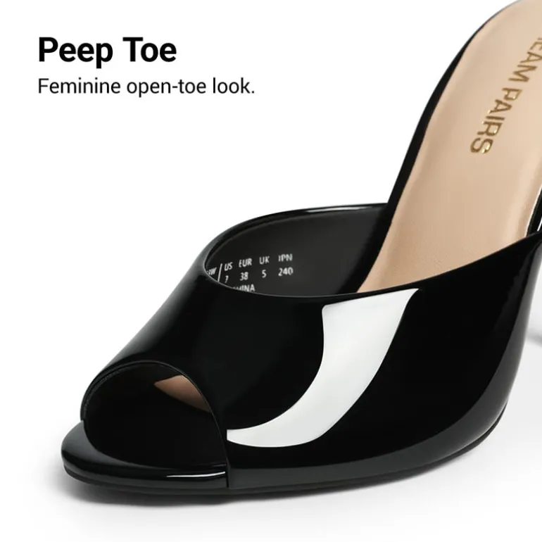 Chic Open Toe Stiletto Mule Heels