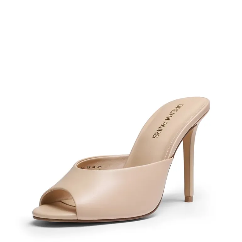 Chic Open Toe Stiletto Mule Heels