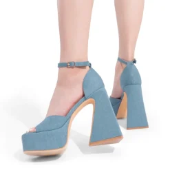 Chunky Ankle-Strap Platform Heel Sandals