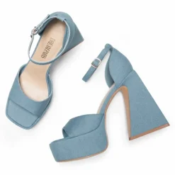 Chunky Ankle-Strap Platform Heel Sandals