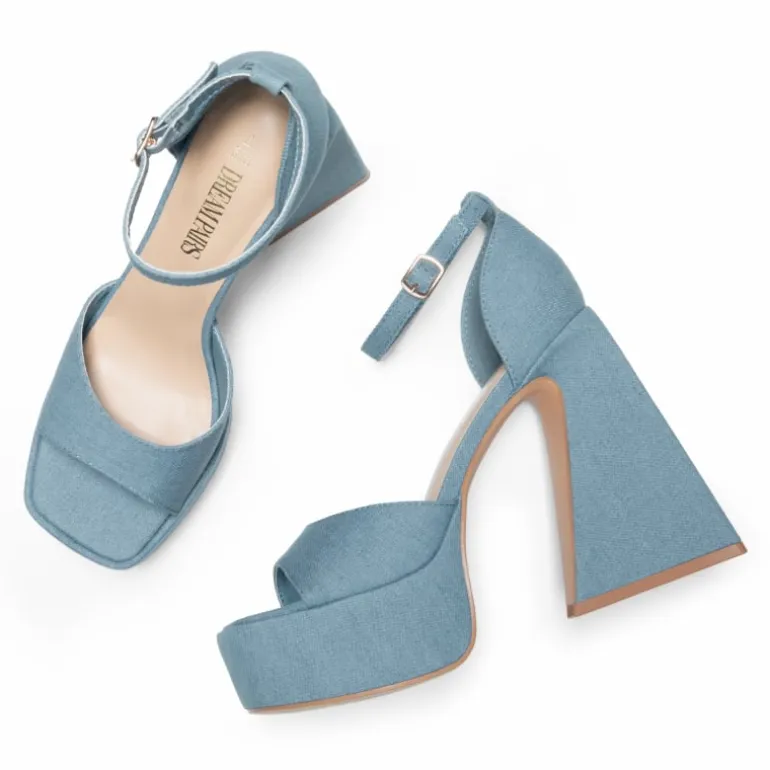 Chunky Ankle-Strap Platform Heel Sandals