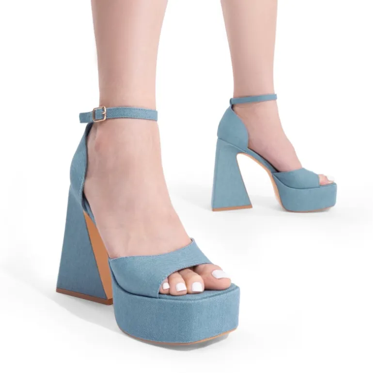 Chunky Ankle-Strap Platform Heel Sandals