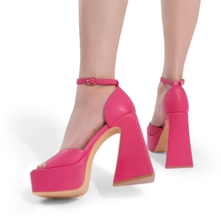Chunky Ankle-Strap Platform Heel Sandals