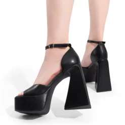 Chunky Ankle-Strap Platform Heel Sandals