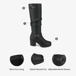 Chunky Heel Knee High Boots
