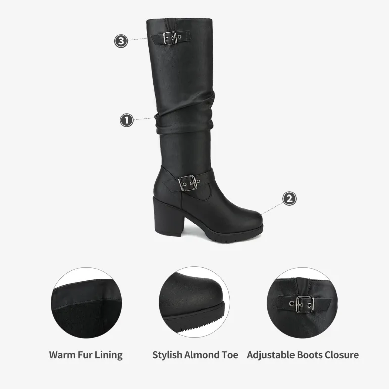 Chunky Heel Knee High Boots