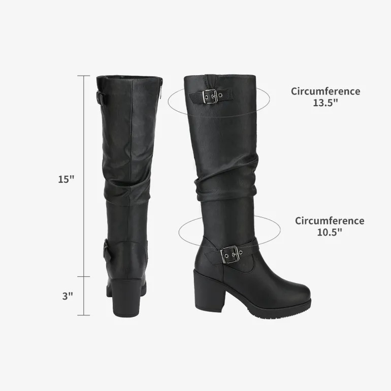 Chunky Heel Knee High Boots