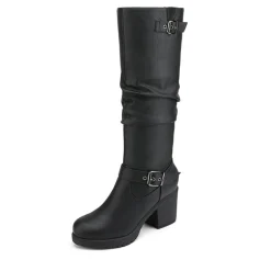 Chunky Heel Knee High Boots