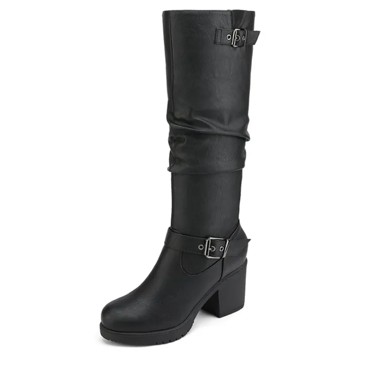 Chunky Heel Knee High Boots