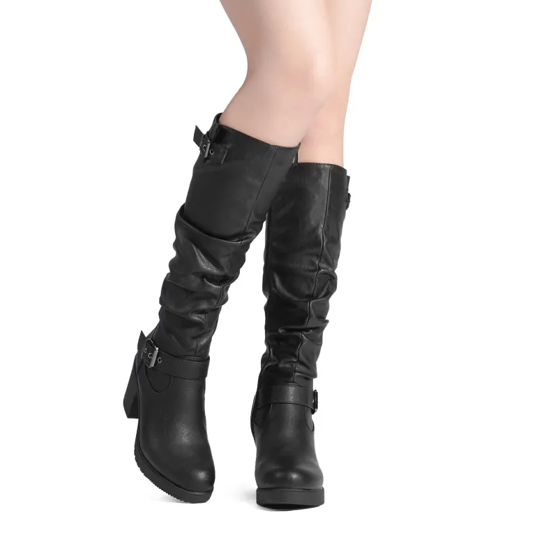 Chunky Heel Knee High Boots