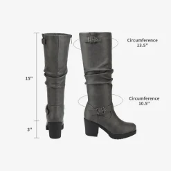 Chunky Heel Knee High Boots
