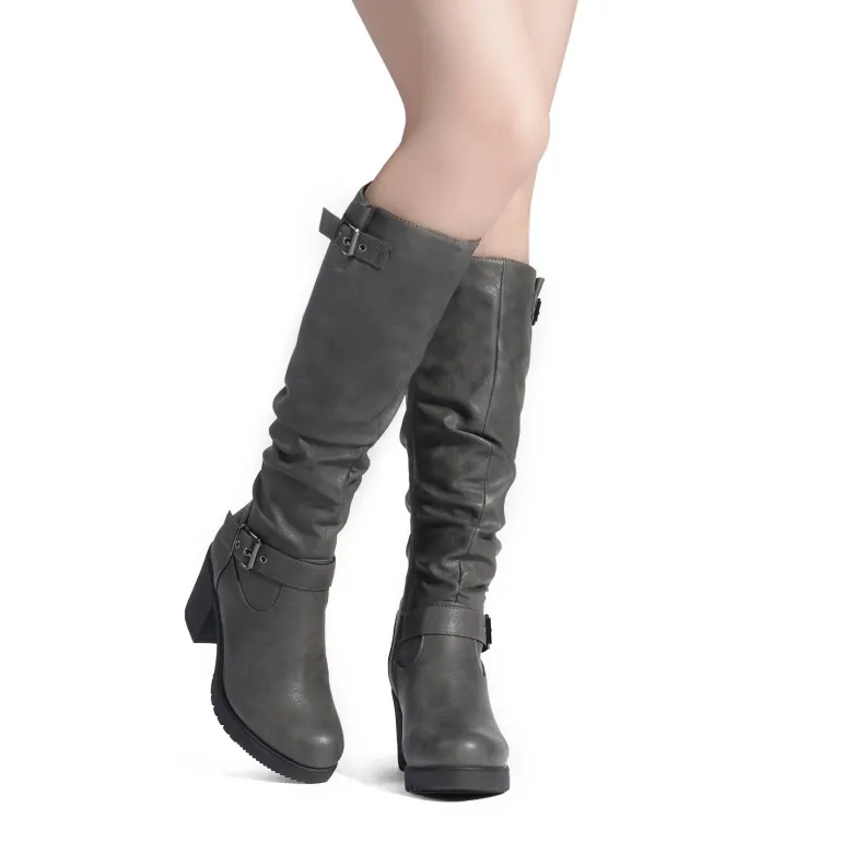Chunky Heel Knee High Boots