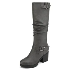 Chunky Heel Knee High Boots