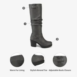 Chunky Heel Knee High Boots