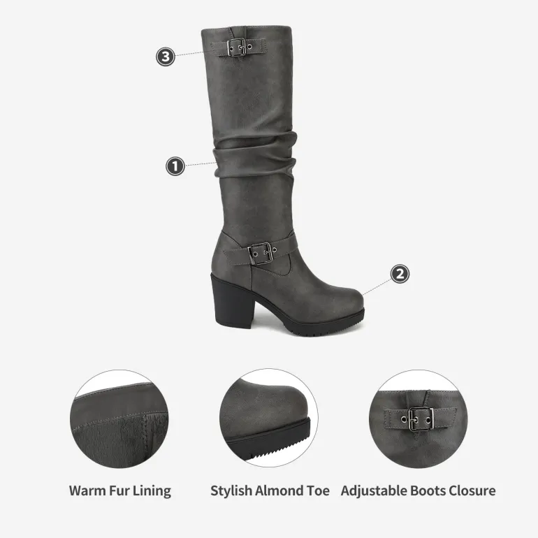 Chunky Heel Knee High Boots