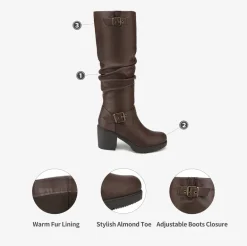 Chunky Heel Knee High Boots