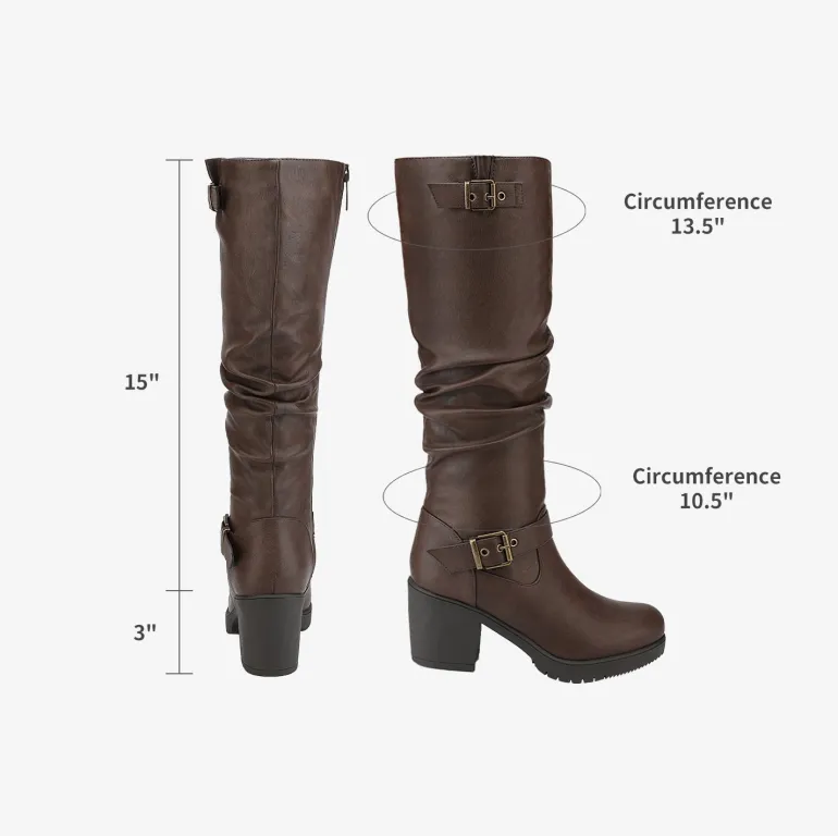 Chunky Heel Knee High Boots
