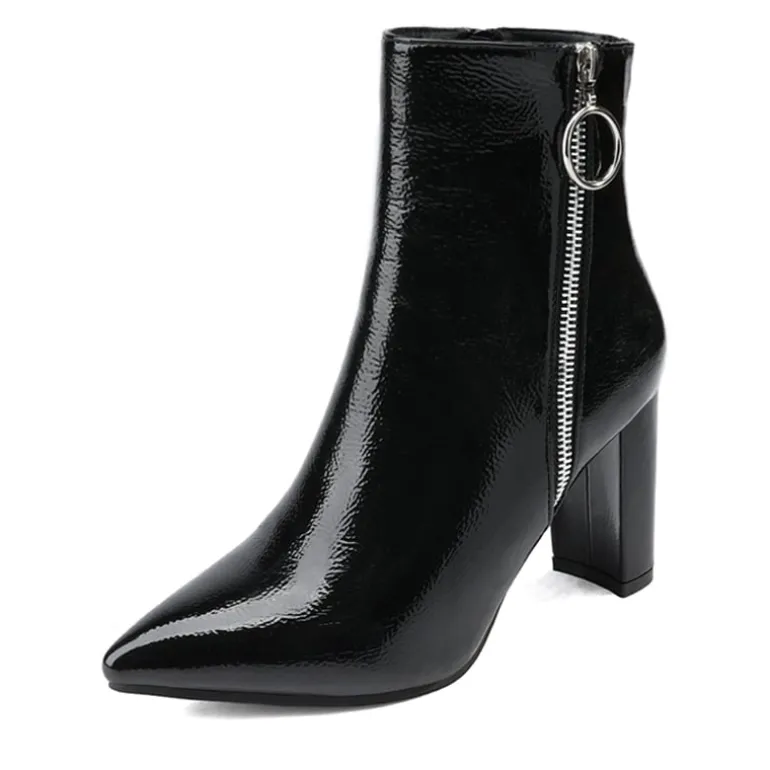 Chunky High Heel Ankle Boots