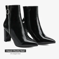 Chunky High Heel Ankle Boots