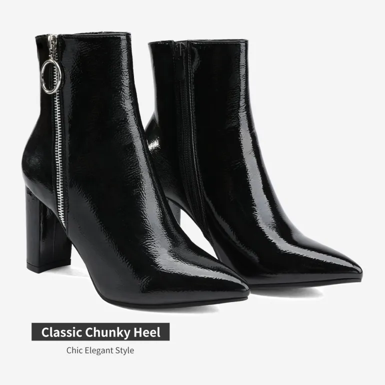 Chunky High Heel Ankle Boots