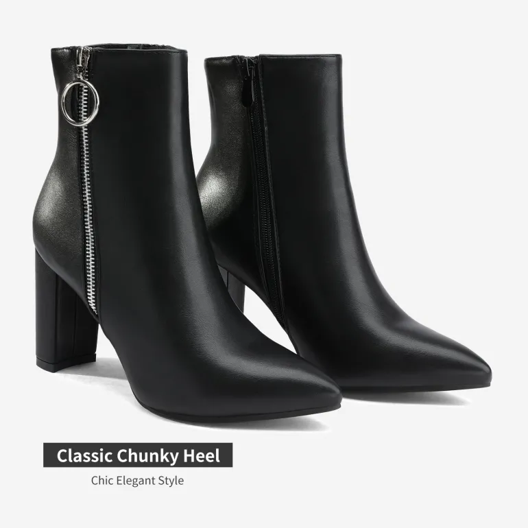Chunky High Heel Ankle Boots