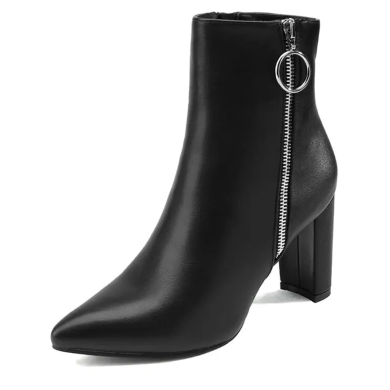 Chunky High Heel Ankle Boots