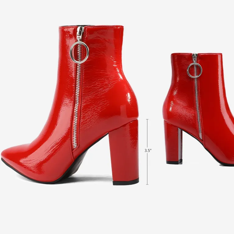 Chunky High Heel Ankle Boots
