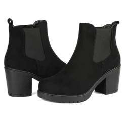 Chunky High Heel Chelsea Ankle Boots