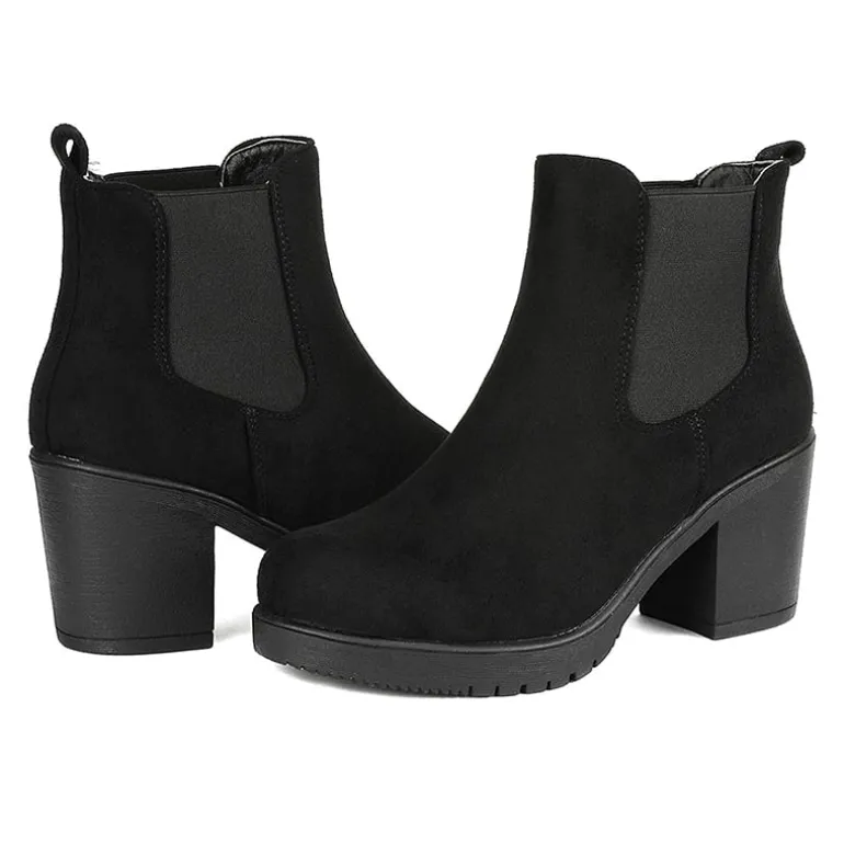 Chunky High Heel Chelsea Ankle Boots