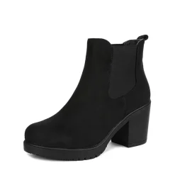 Chunky High Heel Chelsea Ankle Boots