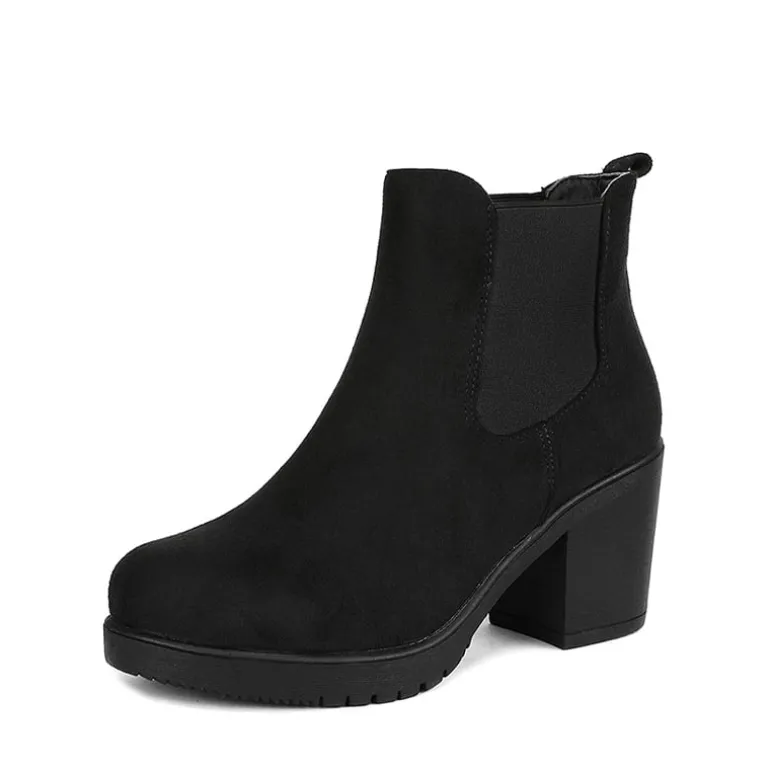 Chunky High Heel Chelsea Ankle Boots