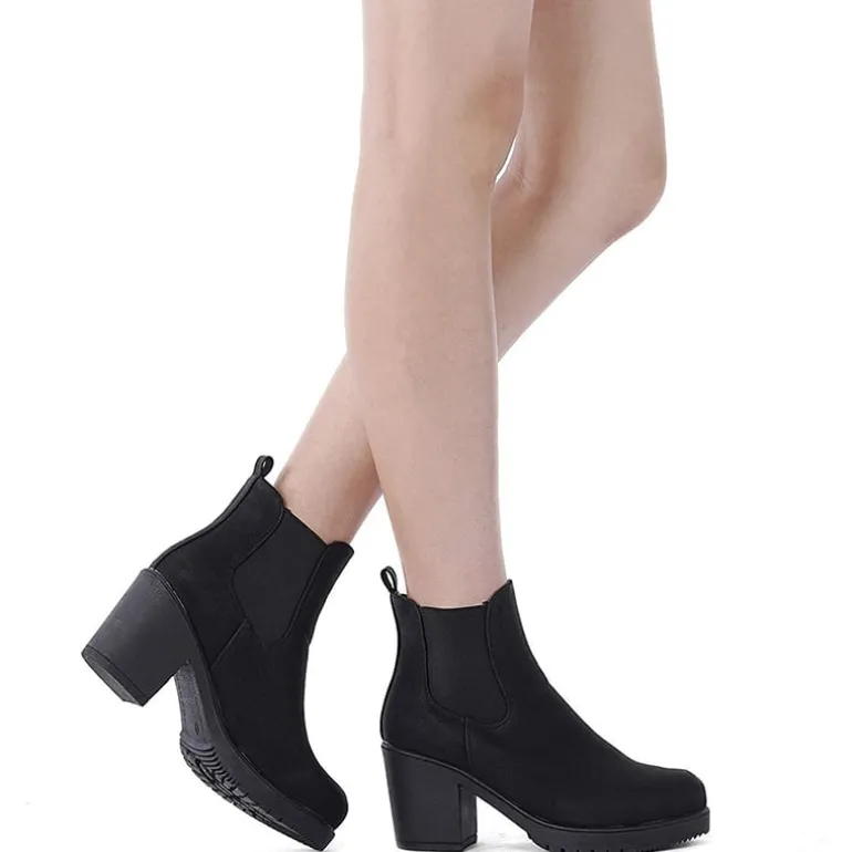 Chunky High Heel Chelsea Ankle Boots